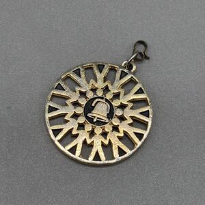 Vintage PacBell Telephone Pendant Gold Tone Bell Logo People Holding Hands